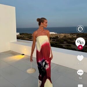 Rat & Boa Antheia Strapless Maxi Dress in Cream, Red and Black Floral